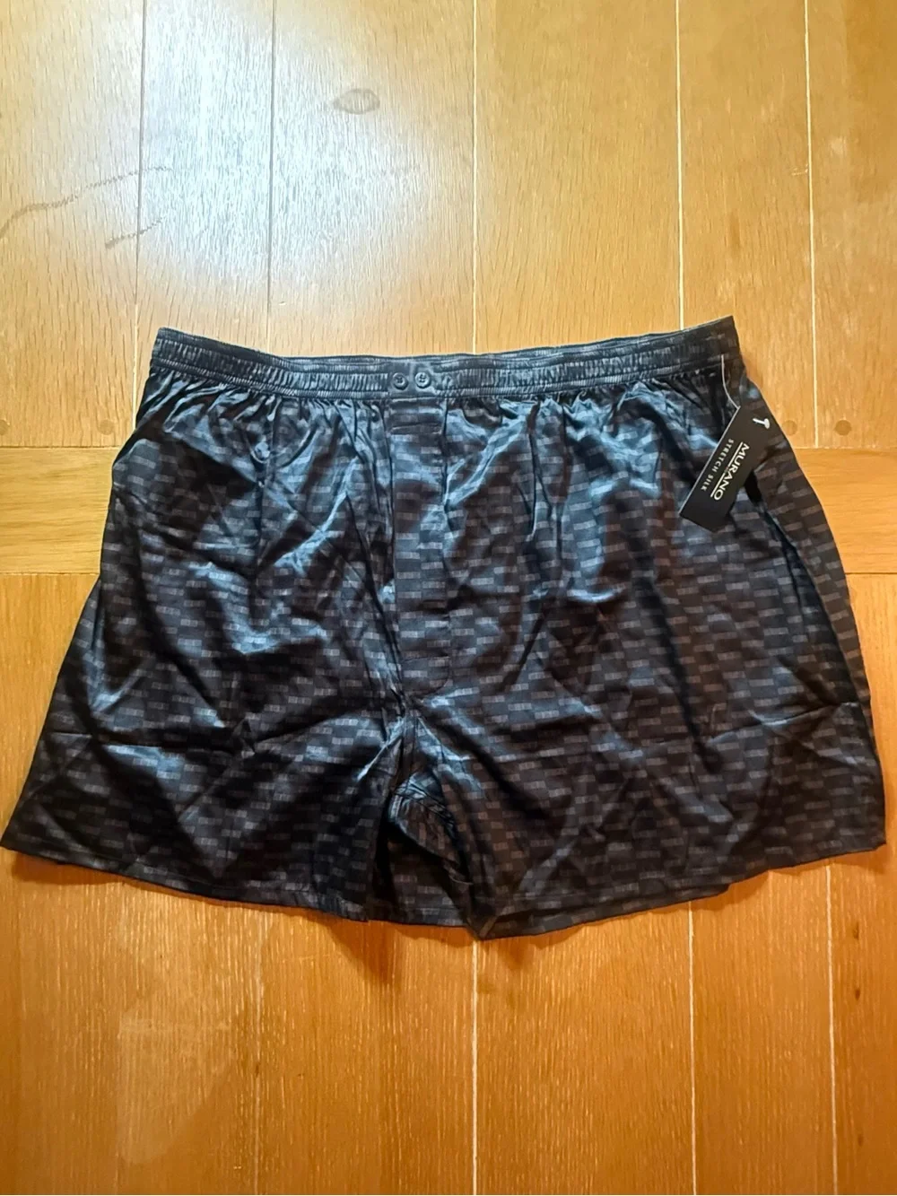 Men’s Murano Black Elastic Waist Silk Blend Boxer Shorts Big Man 1X